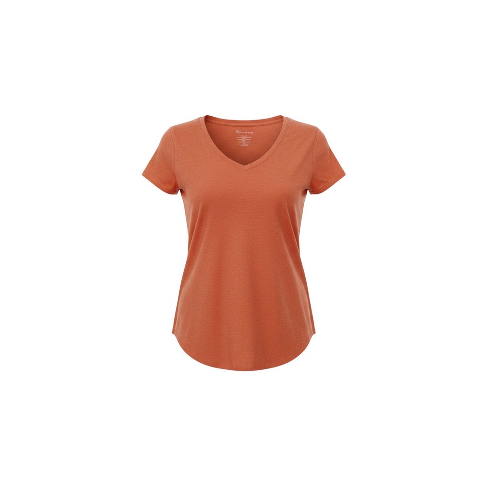 No Boundaries V-Neck T-Shirt Womens Medium Orange Short Sleeve Curved Hem Tee